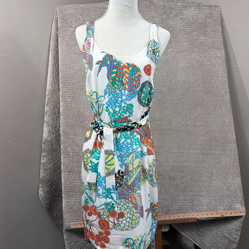 Banana Republic Trina Turk Silk Tropical Print Dress Summer 2012 Multi Color 8